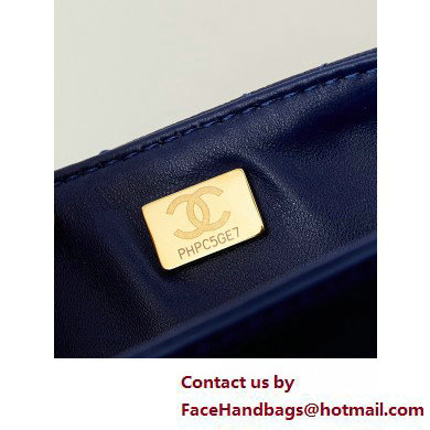 Chanel Grained Calfskin  &  Gold-Tone Metal Small Flap Bag with Top Handle Blue 2025